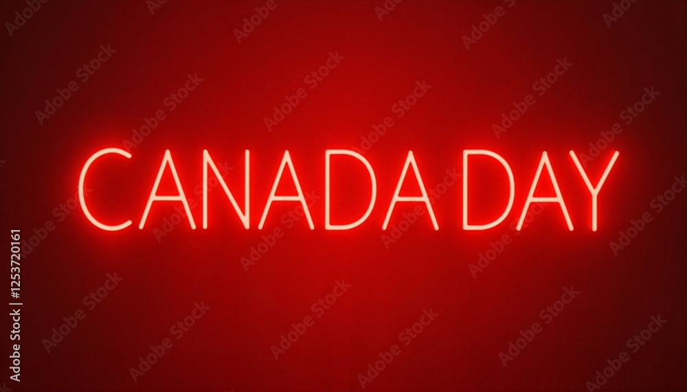 Obraz premium Glowing Canada Day text on deep red background, festive celebration