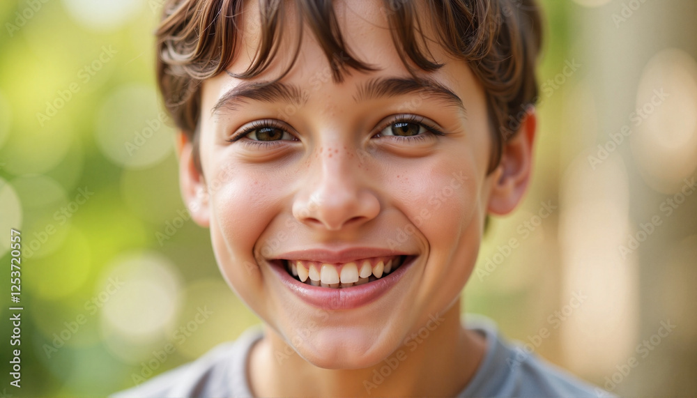 Smiling boy expresses joy in natural light, happiness and positivity Smiling boy expresses joy in natural light, happiness and positivity