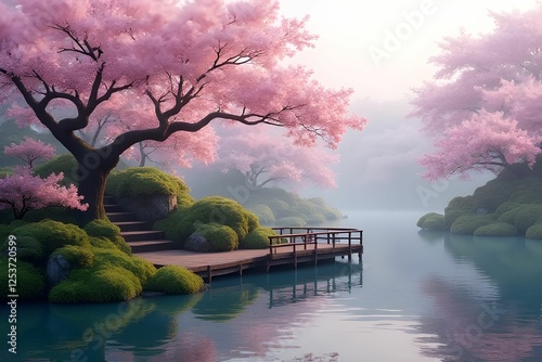 A tranquil lake reflecting the trees and sky in a beautiful natural landscape