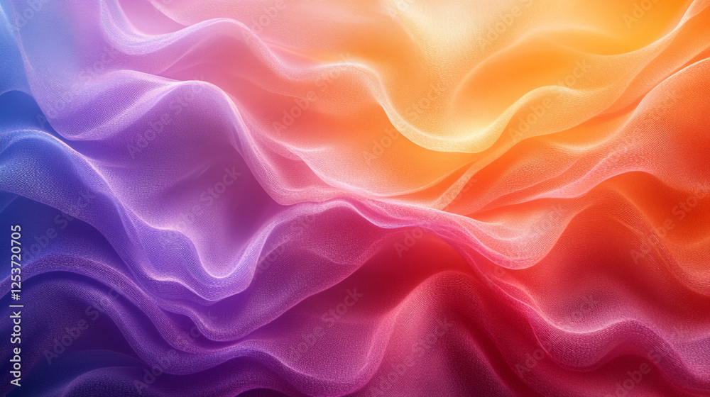Colorful abstract fabric waves create a dreamy atmosphere in warm and cool tones Colorful abstract fabric waves create a dreamy atmosphere in warm and cool tones