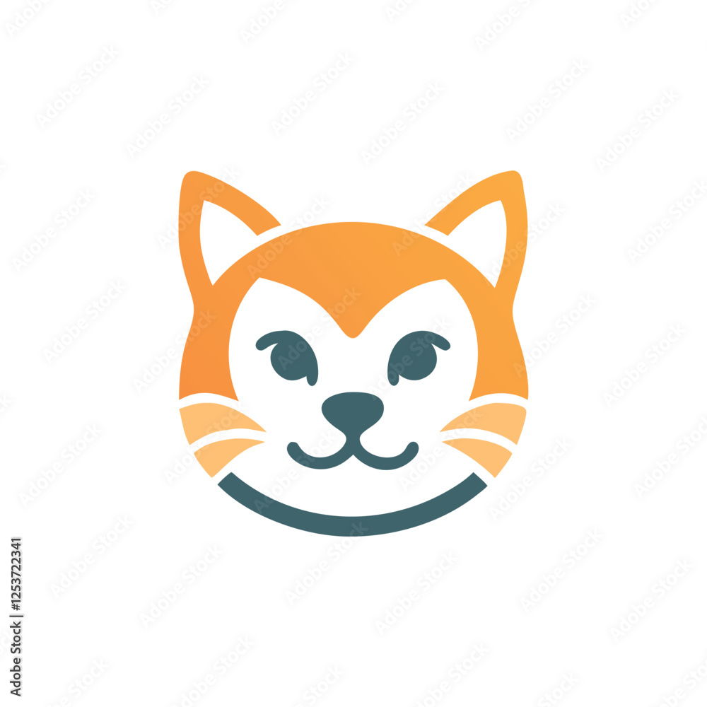 Cute Fox Cat Face Vector Logo – Modern Orange and Teal Animal Icon Design Cute Fox Cat Face Vector Logo – Modern Orange and Teal Animal Icon Design