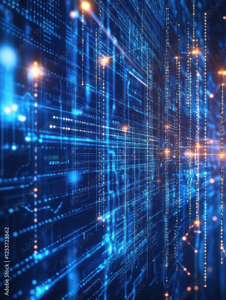 Obraz premium Abstract technology background with interconnected lines and data streams, highlighting network communication.