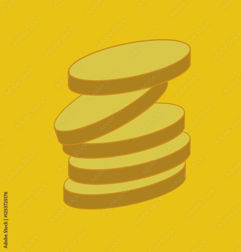 illustration of an irregular stack of golden yellow coins, illustration of an irregular stack of golden yellow coins,