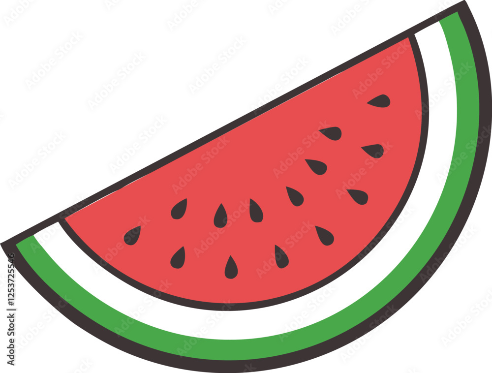 Slice of watermelon line icon in colored linear style isolated on white background. Watermelon vector art with a white background. Slice of watermelon line icon in colored linear style isolated on white background. Watermelon vector art with a white background.