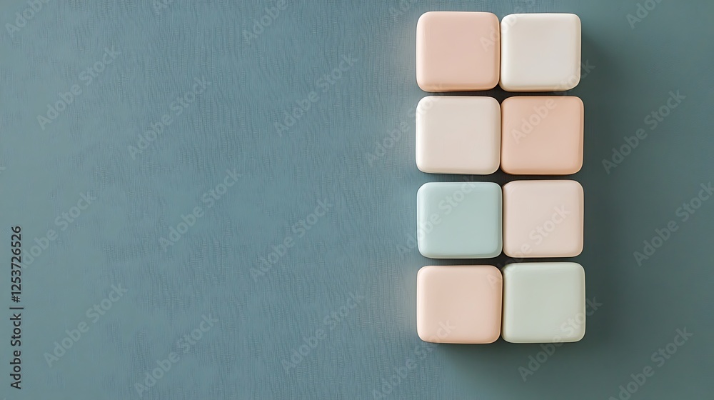 Fototapeta premium Pastel cubes, flat lay, background