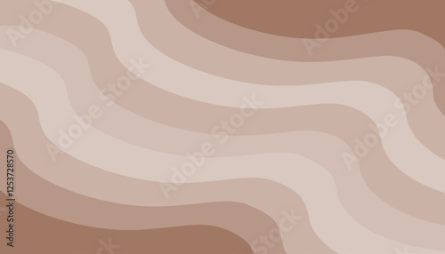 Background of wavy elements, lines in colors of 2025, mocha mousse. Banner, simple abstract geometric background. Vector graphics, design for poster, web banner.