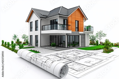 Modern House Design Plan Illustration