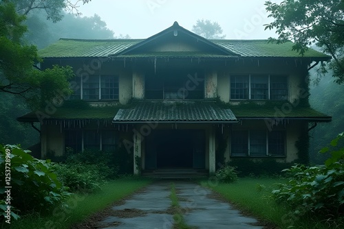 An old wooden house nestled deep in the woods