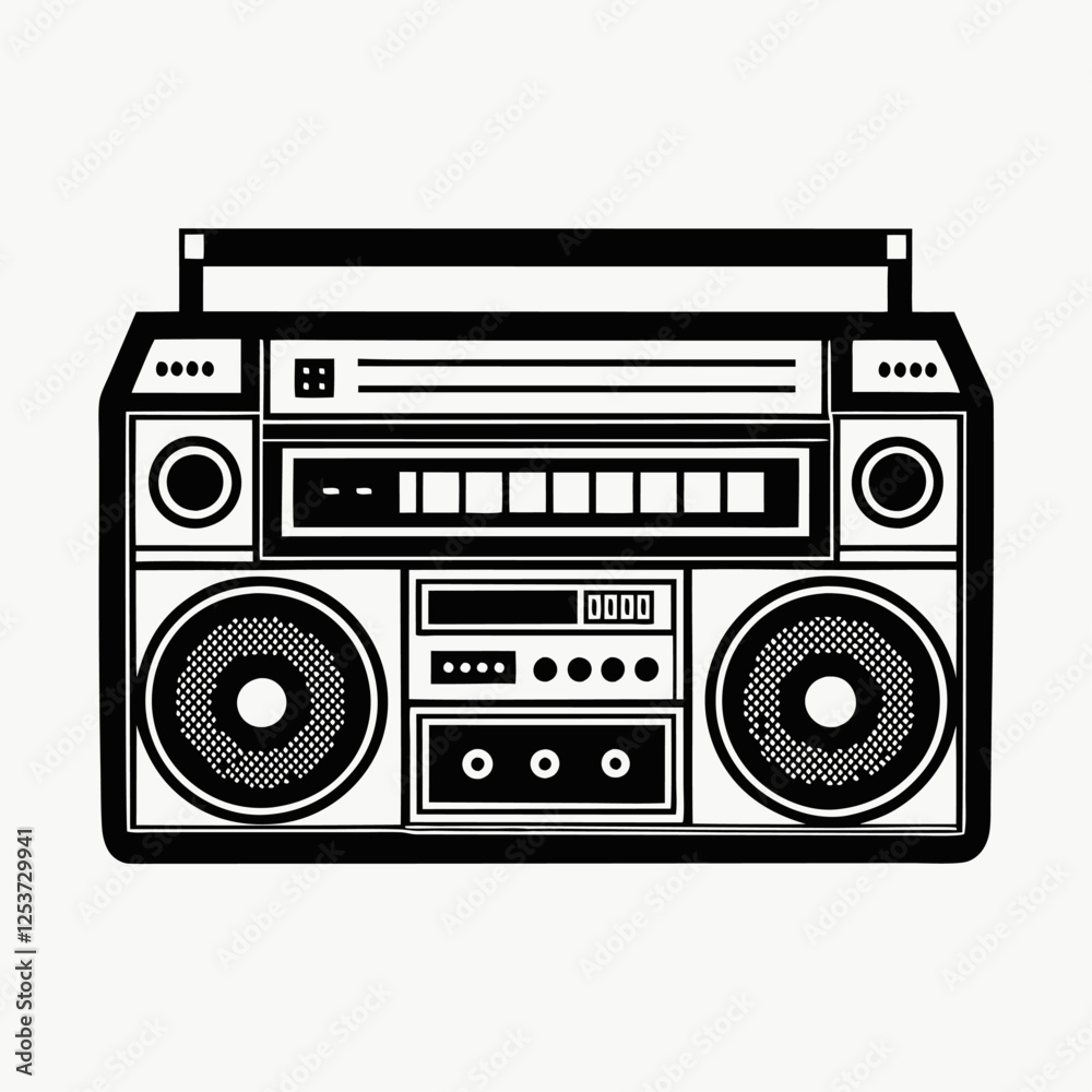 Fototapeta premium Vintage Boombox Stereo Cassette Player Graphic Design Illustration