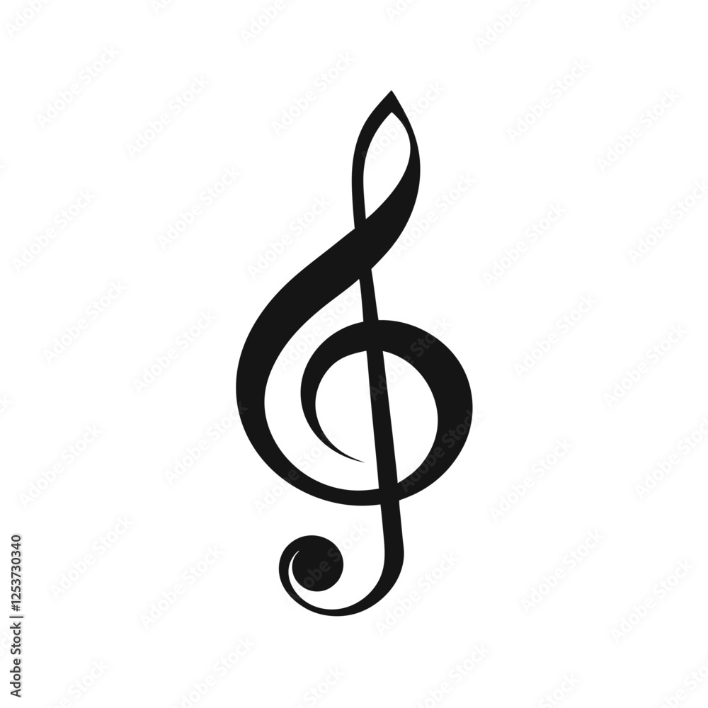 A Treble Clef Music Note Symbol in Black and White A Treble Clef Music Note Symbol in Black and White