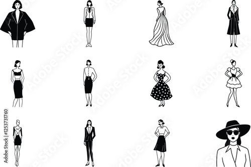 Stylish Womens Fashion Illustrations Dresses, Suits, and Outfits