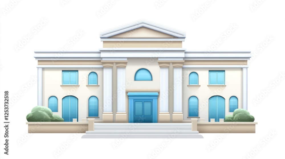 Fototapeta premium Classic building facade, illustration, architectural design, use for stock image