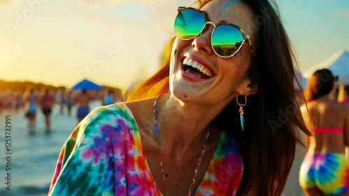 The Joyful Woman at Sunset