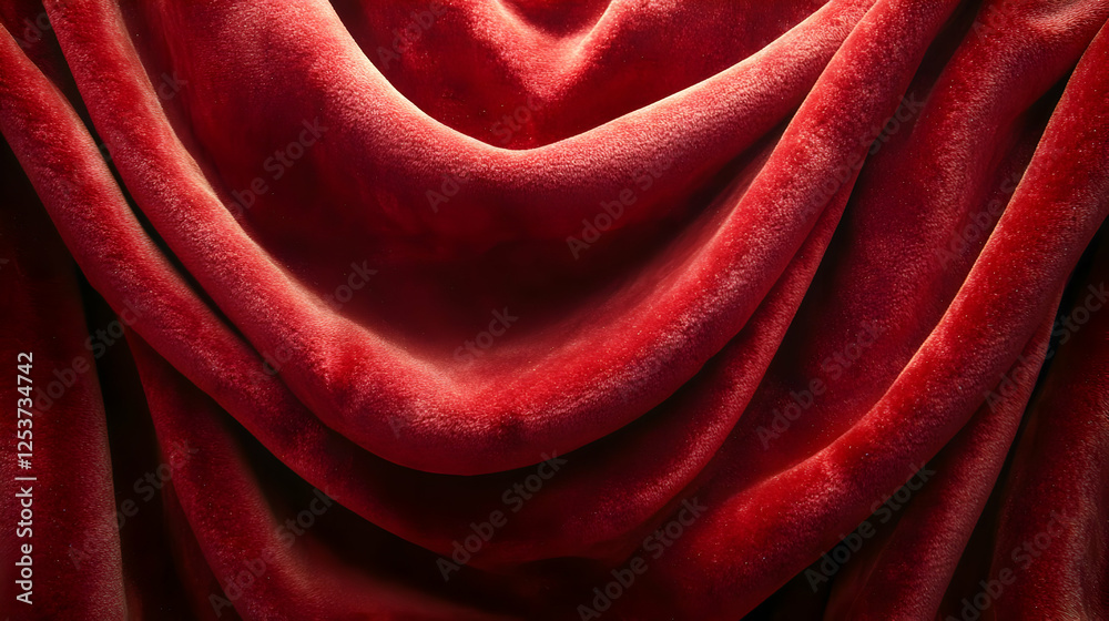 Obraz premium Deep Red Velvet Draped Fabric Texture