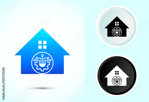 Smart house icon design illustration, Smart home technology and automation