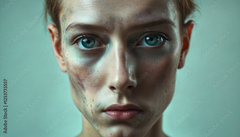 exhausted young person, face portrait exhausted young person, face portrait