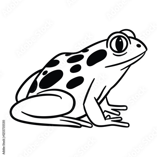 Cute frog cartoon coloring page illustration vector. For kids coloring book.