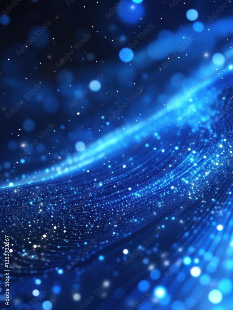 Obraz premium Futuristic blue dots waves for digital processing, network connection and digital communication concept background.