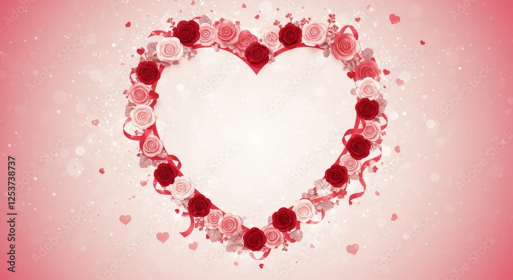 Heart Shaped Rose Arrangement - Romantic heart shaped frame made of red and pink roses, perfect for Valentine's Day or wedding designs. Heart Shaped Rose Arrangement - Romantic heart shaped frame made of red and pink roses, perfect for Valentine's Day or wedding designs.