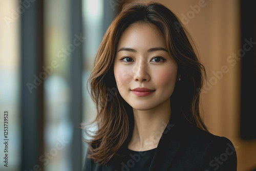 Woman with long hair wearing a black jacket standing outdoors in natural light Free Download Woman with long hair wearing a black jacket standing outdoors in natural light - GFXLoad