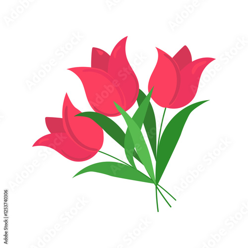 Flowers, tulips. Spring season. Drawing, vector graphics, isolated on white background.