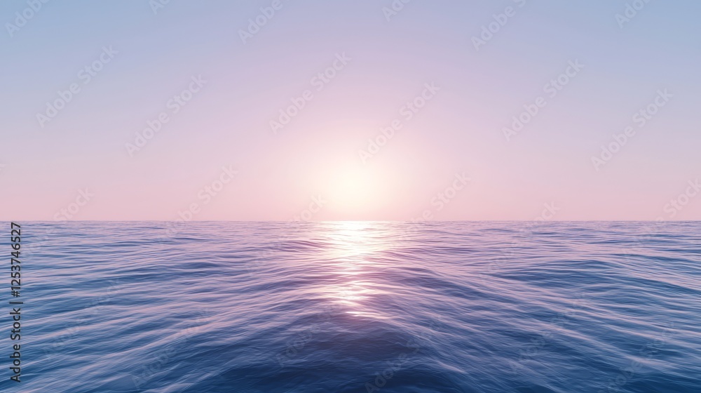 Obraz premium Vast tranquil ocean under a clear sky, breathtaking seascape panorama
