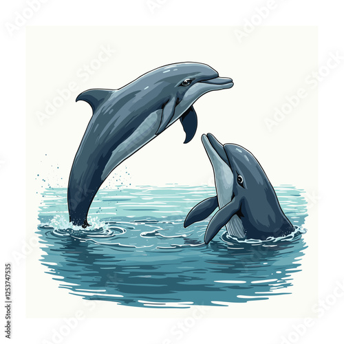 Marine mammals vector illustration. Underwater animal