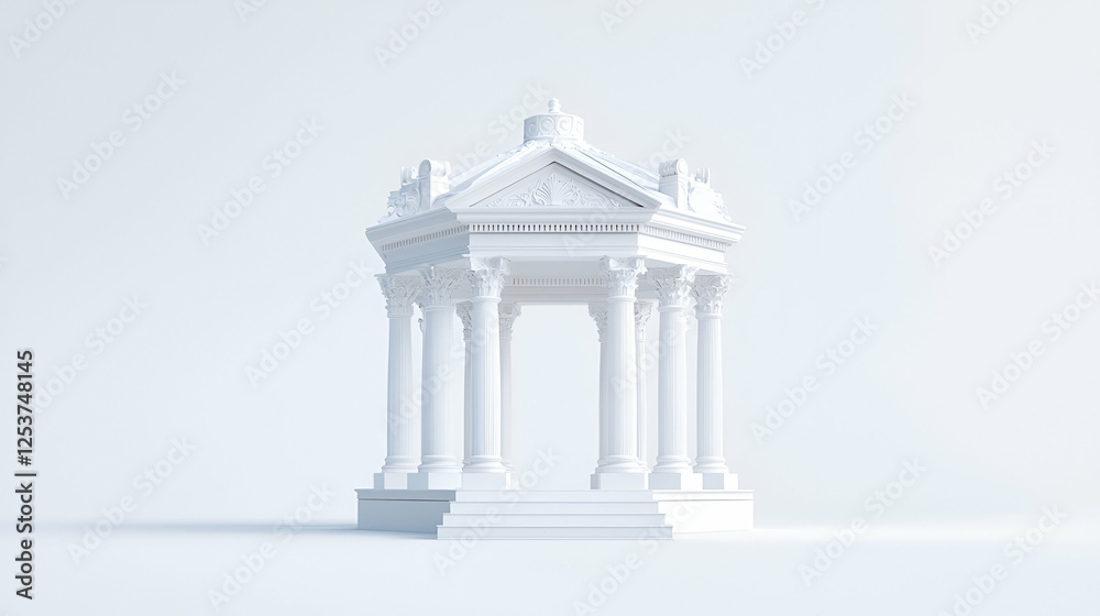 Fototapeta premium White Grecian gazebo, isolated, minimalist background, architectural design