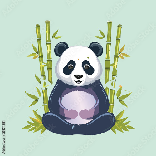 panda sitting and  meditating peacefully with a glowing aura