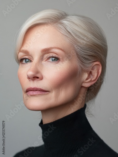 Success story of a facelift patient, with before-and-after shots capturing the dramatic reduction of loose skin around the neck and jowls for a refreshed look photo