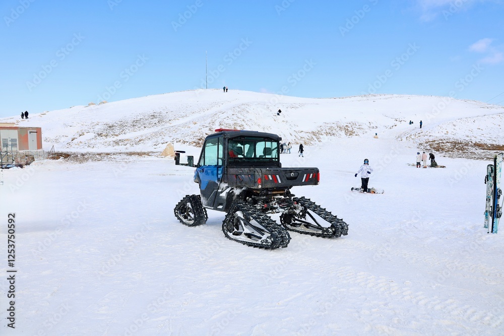 Obraz premium Snowy landscape vehicle. High quality photo