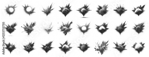 Circle halftone. Abstract dotted circles, round halftones geometric dots gradient and pop art texture. Dot spray gradation vector set. Illustration halftone gradient spotted, effect round