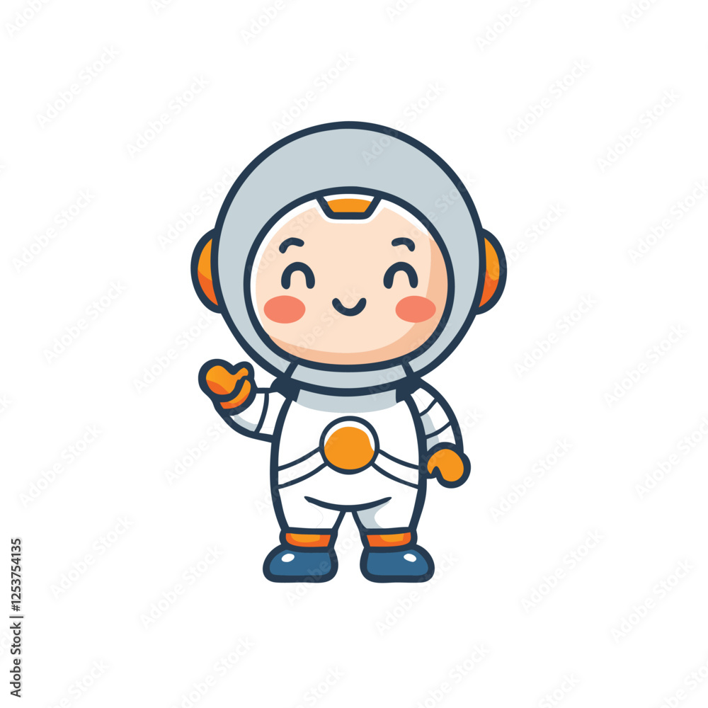 Happy Cartoon Astronaut Kid Vector – Cute Space Suit Character Waving Hello Happy Cartoon Astronaut Kid Vector – Cute Space Suit Character Waving Hello
