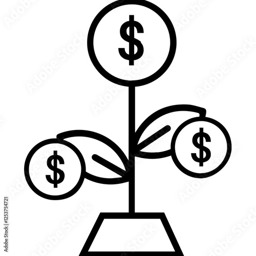 Business development, dollar plant, finance development icon