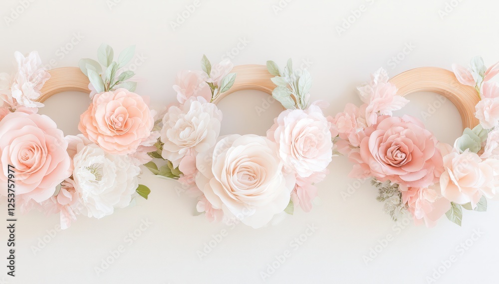 Three wooden letters adorned with flowers are displayed on a white surface, creating a charming and whimsical aesthetic. Three wooden letters adorned with flowers are displayed on a white surface, creating a charming and whimsical aesthetic.