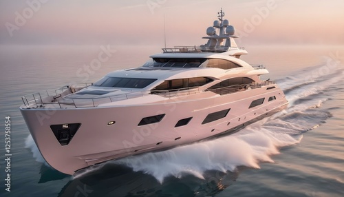 A photo of a luxurious yachtstyle futuristic boat