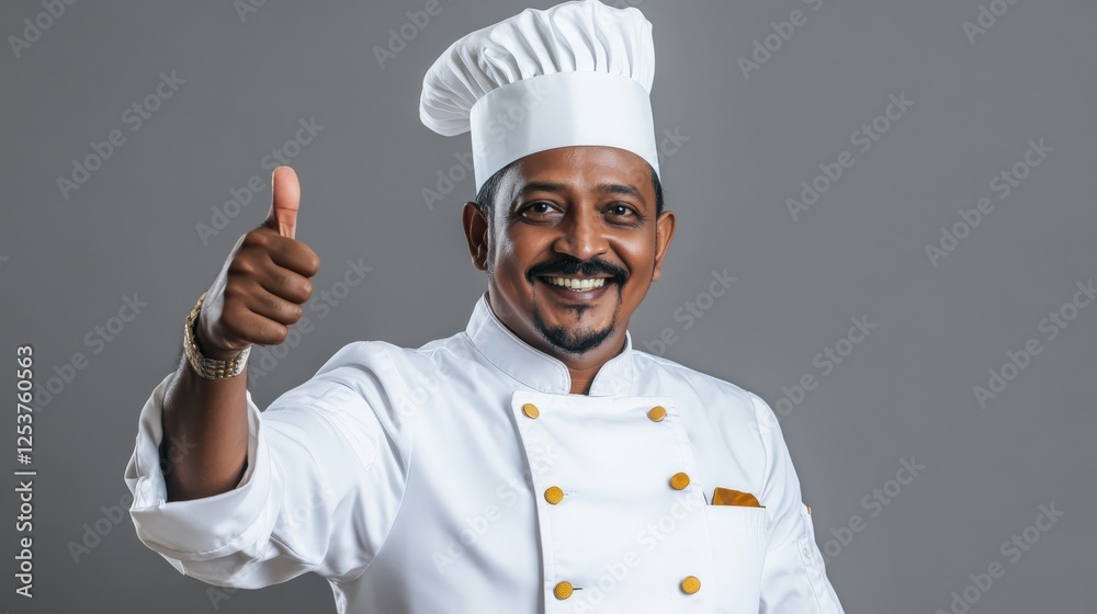 Happy Male Chef Giving Thumbs Up Approval Happy Male Chef Giving Thumbs Up Approval