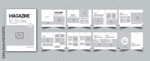 Natural Magazine Template layout cover page with 16 page design concept