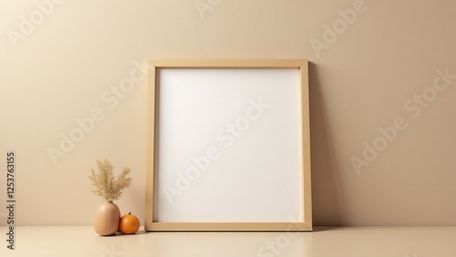 Wooden Frame with Mat, Wooden frame on textured wall landscape realistic feel.