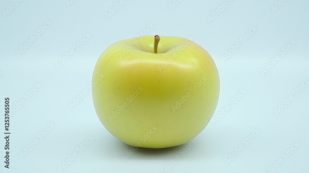 Single Yellow Apple on White Background with Smooth Surface and Natural Shine Single Yellow Apple on White Background with Smooth Surface and Natural Shine