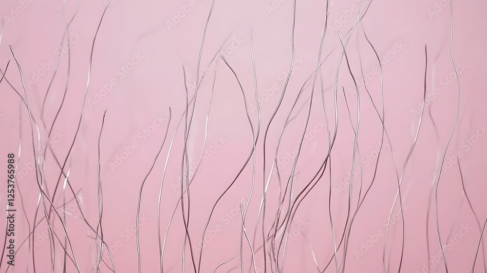 Pink background, silver strands, abstract art, design Pink background, silver strands, abstract art, design