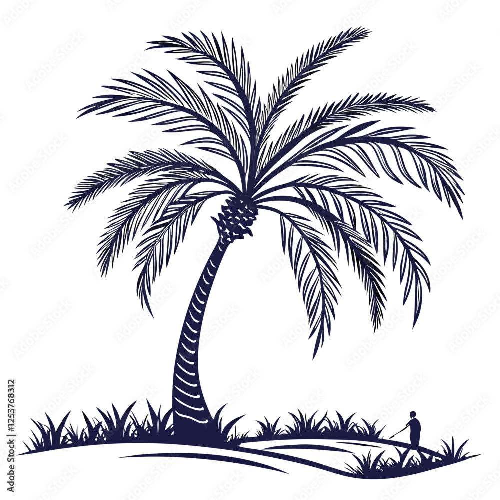 Fototapeta premium Creative tree icon Pindo Palm vector illustration 