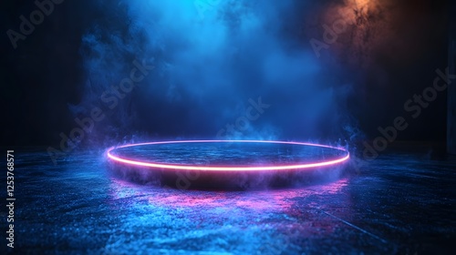 Visually striking high tech illuminator fixture featuring dynamic neon accents and cool futuristic lighting displayed against a dark