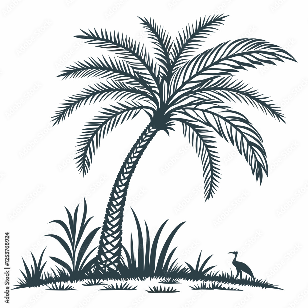Obraz premium Creative tree icon Needle Palm vector illustration