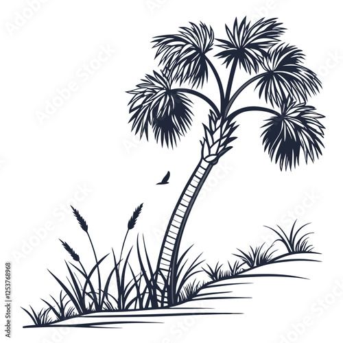 Creative tree icon Cabbage Palm vector illustration
