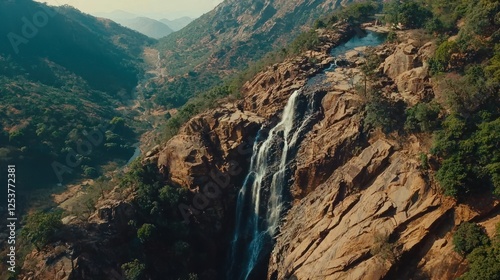 Mountain Waterfall Aerial View photo
