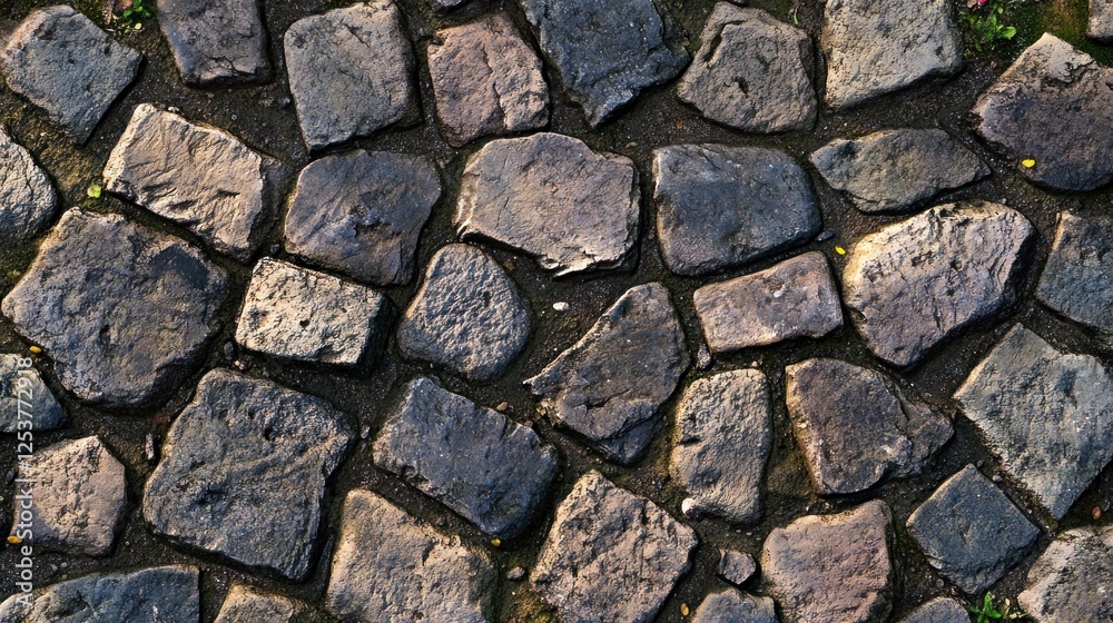 Cobblestone path texture, garden background Cobblestone path texture, garden background
