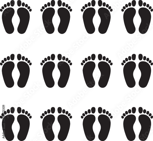 foot prints on white foot prints on white background set of black silhouettes 