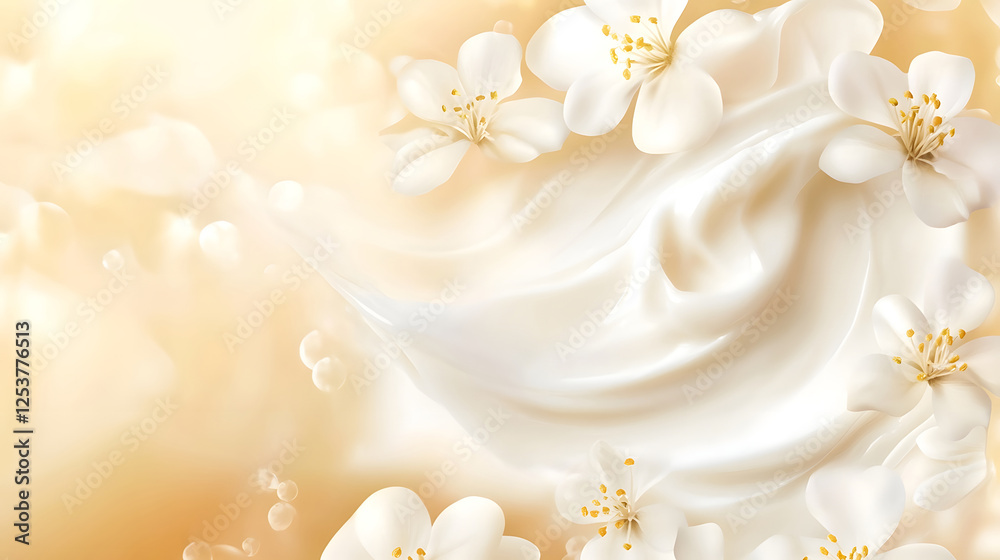 Closeup of Delicate White Flowers with Soft Silky Petals Blooming Against a Blurred Pastel Colored Backdrop  Elegant Floral Nature Background with Peaceful and Serene Atmosphere