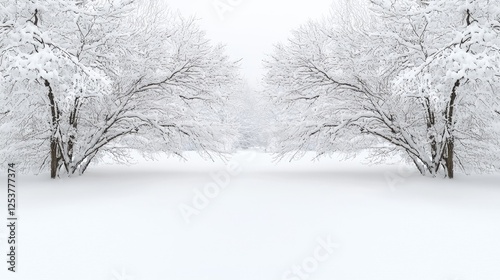 Wallpaper Mural Snowy winter trees symmetrical landscape; serene winter scene; perfect for wallpaper, card or background; use in digital media Torontodigital.ca